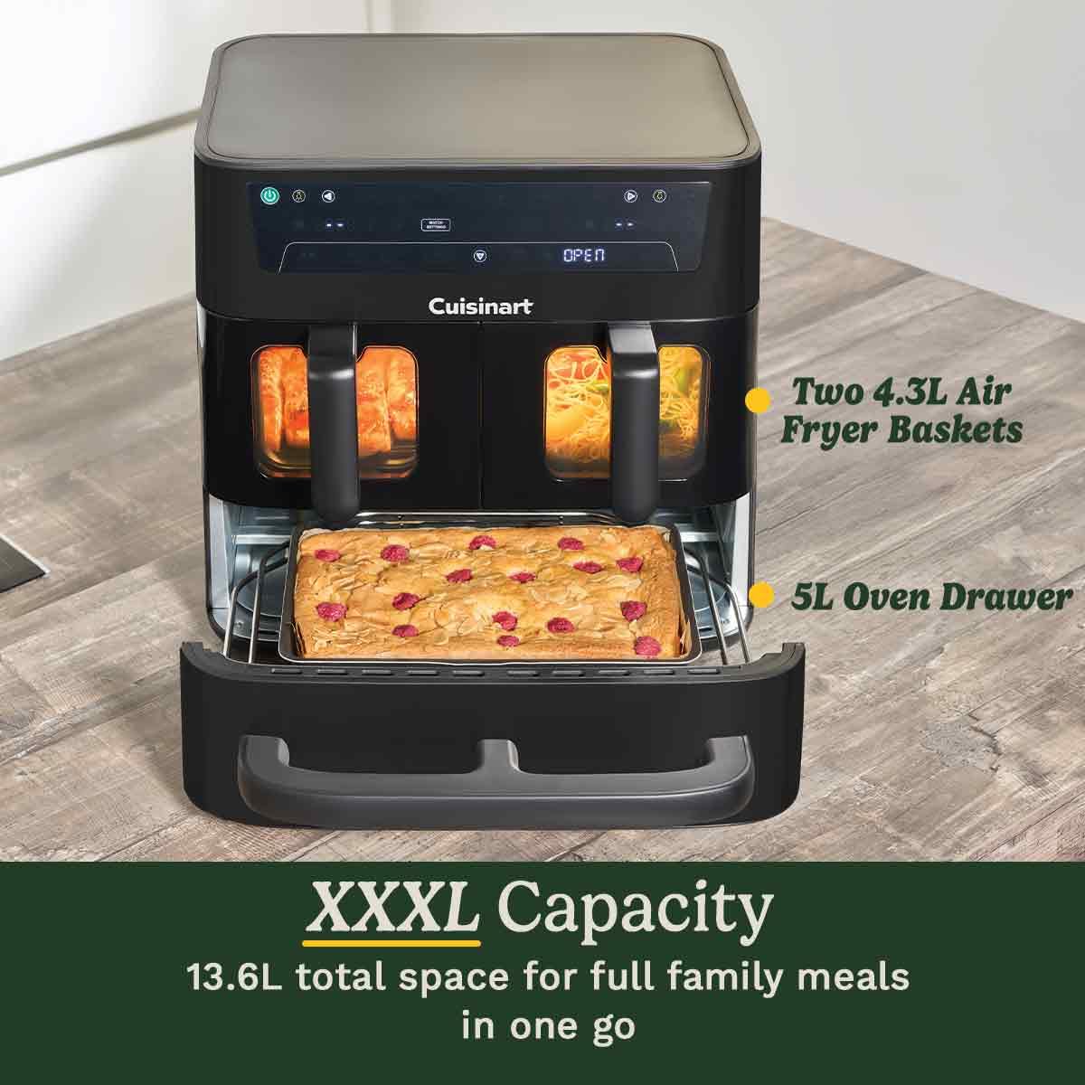 Cuisinart Tri Zone 13.6L Air Fryer & Oven | PFAS-Free | XXXL capacity | 3 Independent Cooking Zones