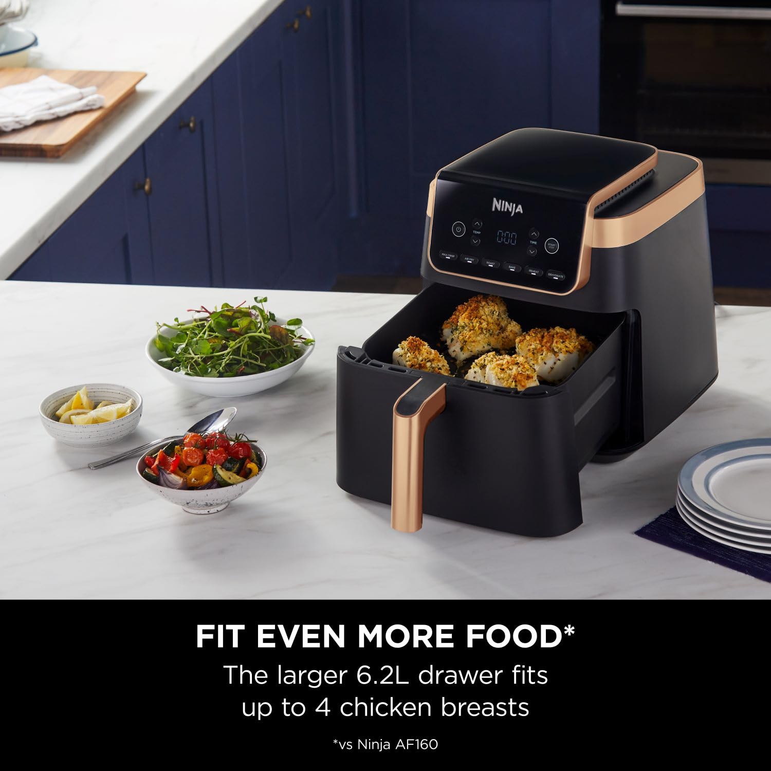 Ninja Air Fryer MAX PRO, 6.2L, Uses No Oil, Large Square Single Drawer, Roast, Bake, Air Fry