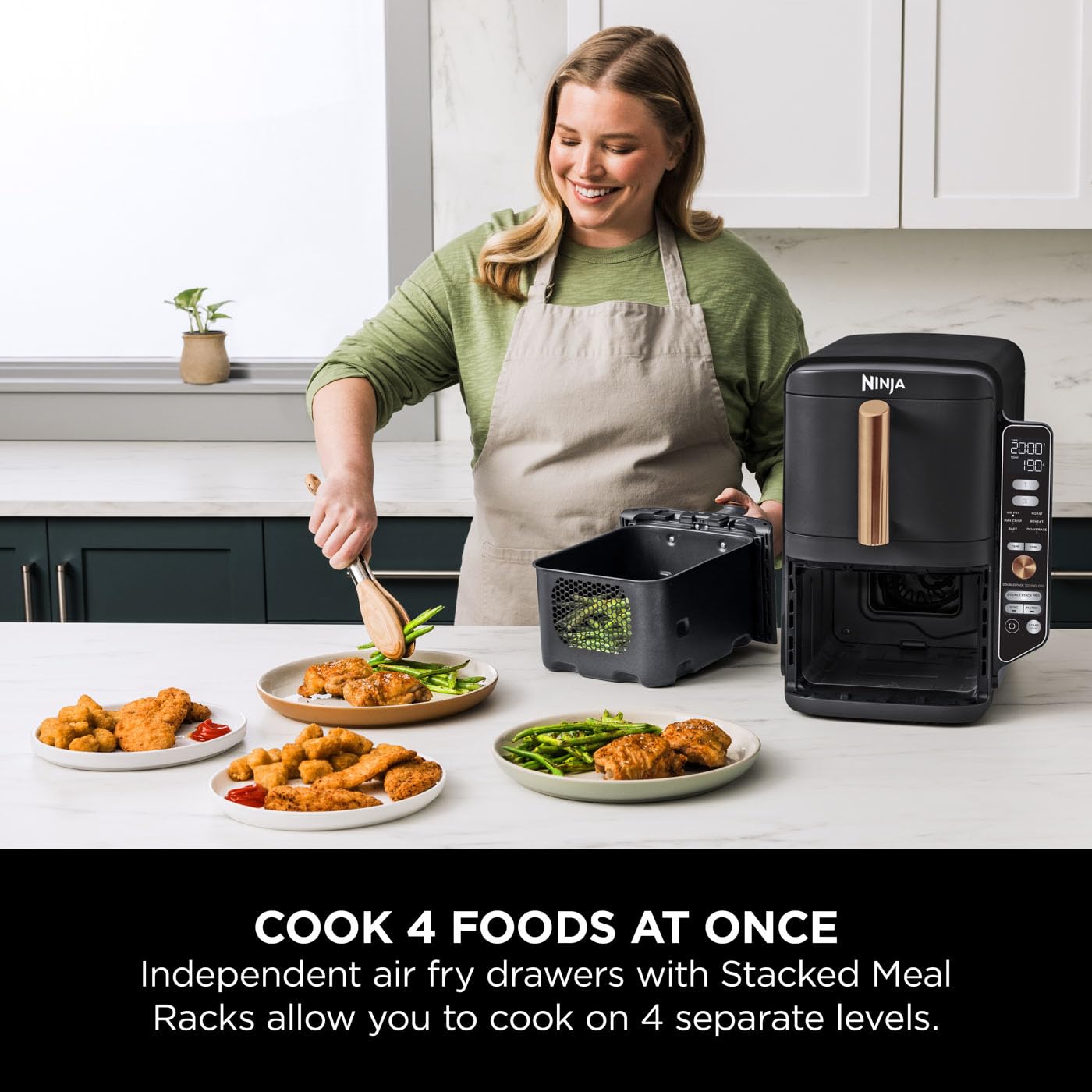 Ninja Double Stack XL Air Fryer, Vertical Dual Drawer Air Fryer with 4 cooking levels, 2 Drawers & 2 Racks