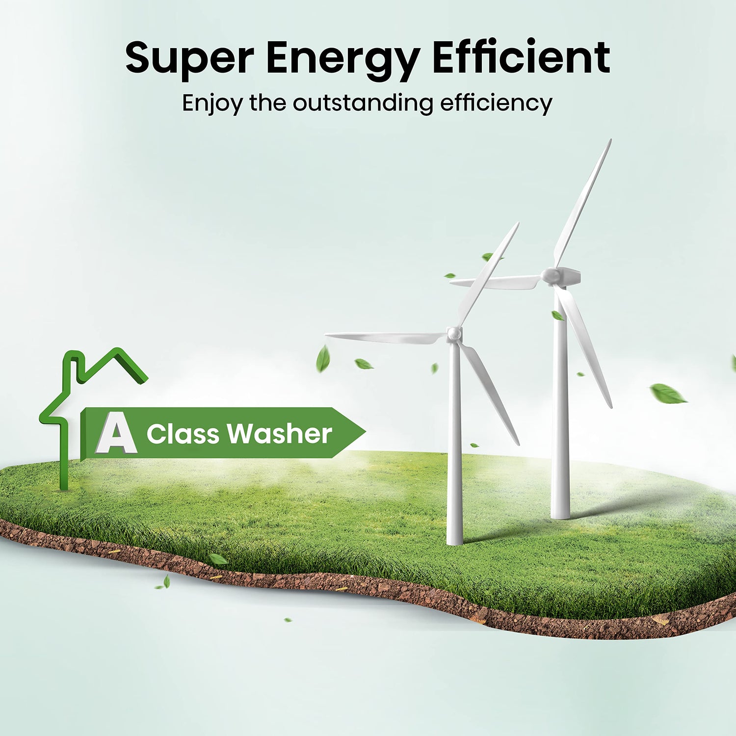 Freestanding Front Load Washing Machine – 12kg, Inverter Motor, 15 Programs, Quick & Steam Wash, 1400 RPM, White, Energy Class A