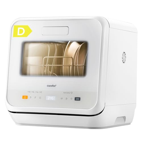 COMFEE' Table Top Dishwasher, Mini Countertop Dishwasher with 6+3 Programs, Steam Wash