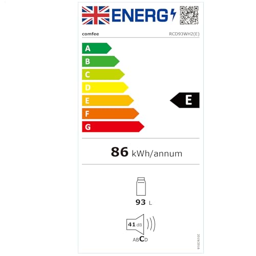 COMFEE' RCD93WH2(E) Under Counter Fridge, 93L Small Fridge with Cooler Box, Interior Light