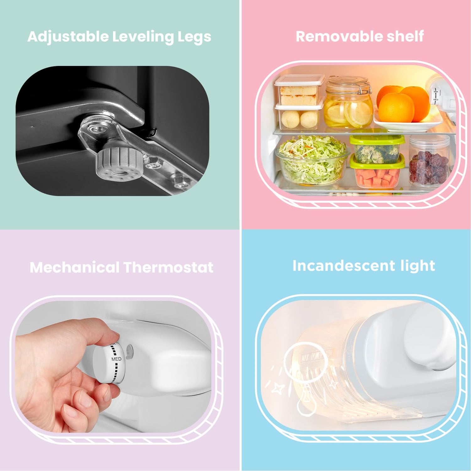 COMFEE' RCT87BL2(E) Under Counter Fridge Freezer, 87L Double Door Small Fridge Freezer with Light