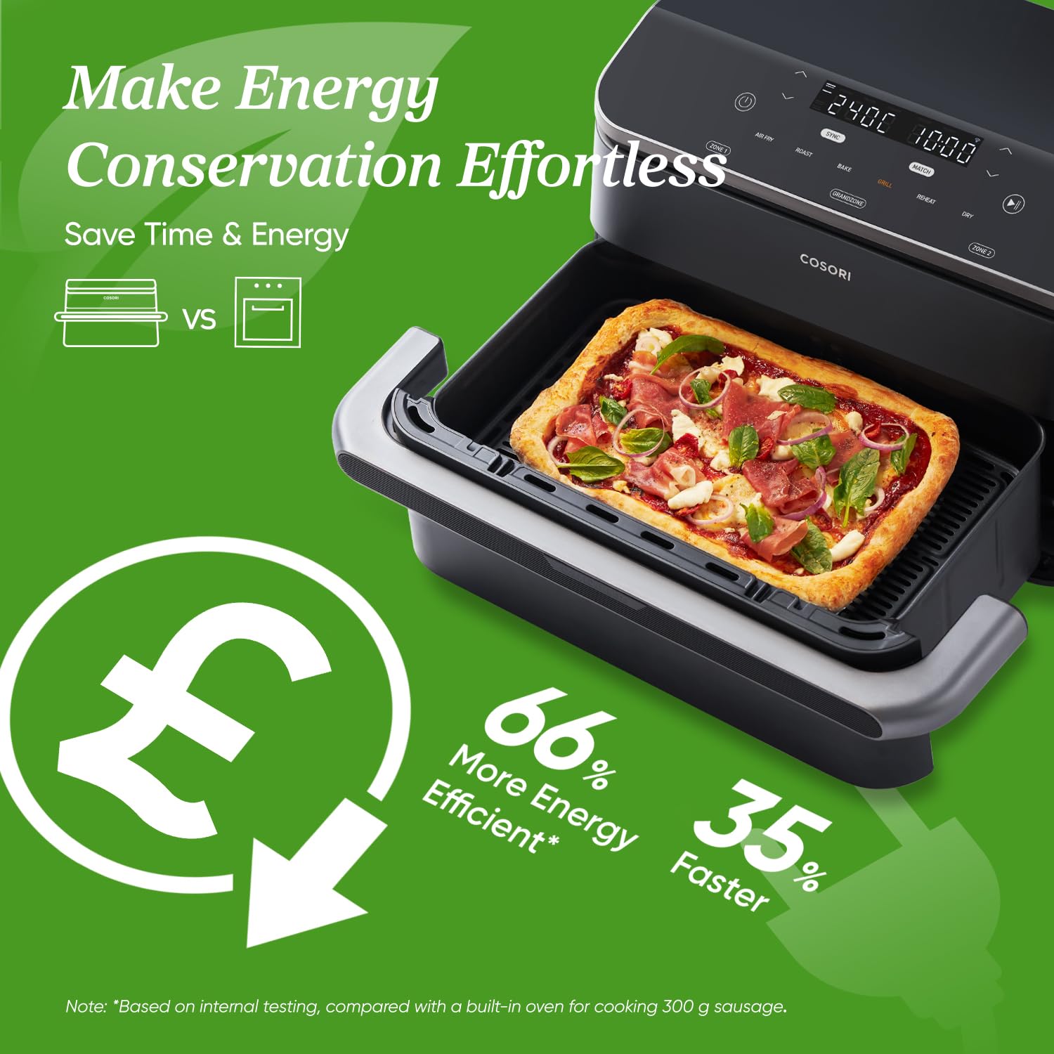 COSORI Dual Air Fryer TwinFry, 10L Flexible Capacity, Single & Double Zone Convertible, 4 Fast Heaters