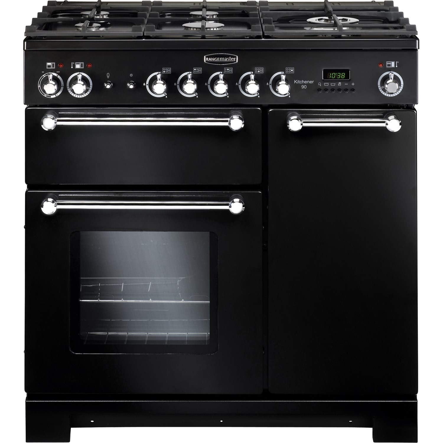 90cm Dual Fuel Range Cooker with Gas Hob & Electric Ovens – Black