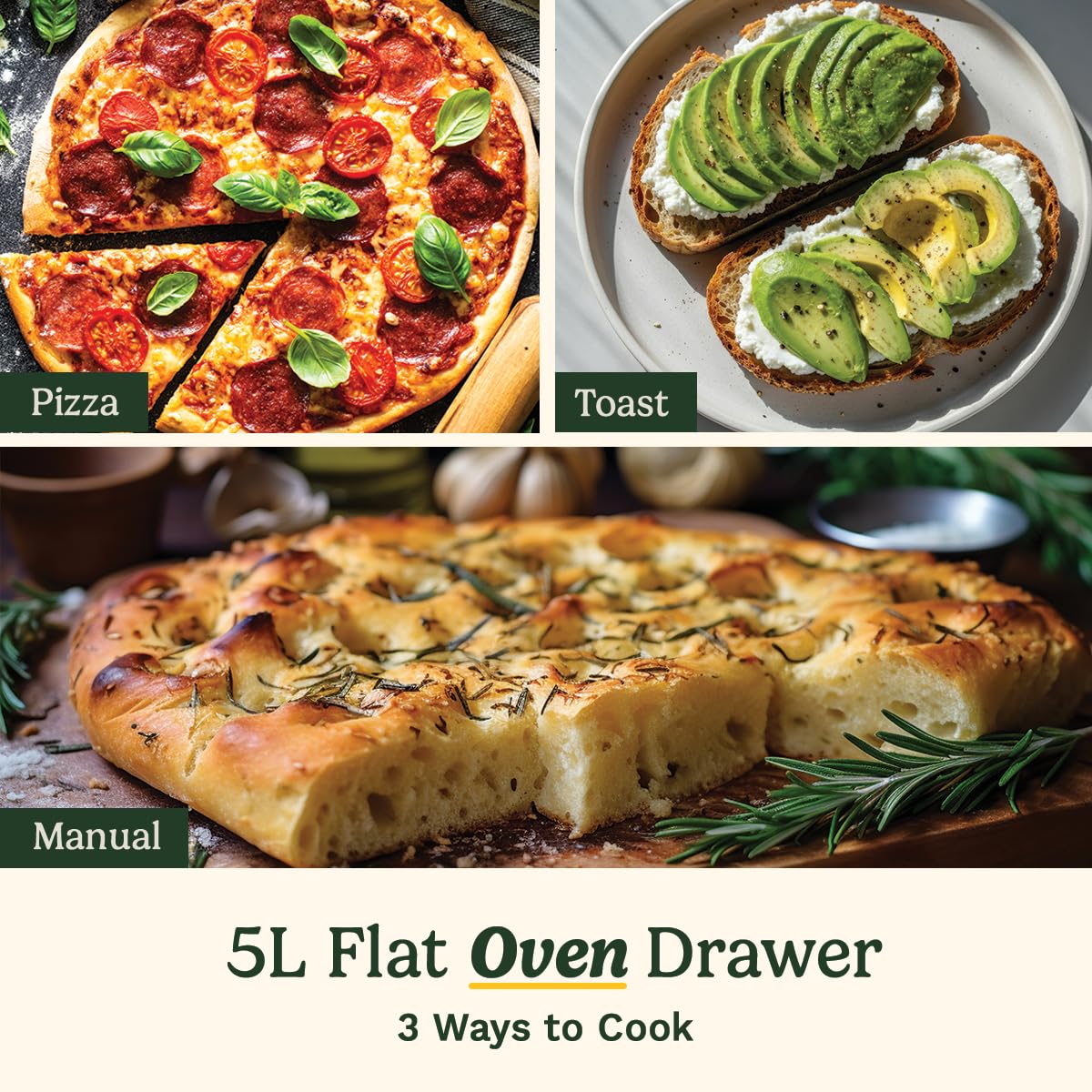 Cuisinart Tri Zone 13.6L Air Fryer & Oven | PFAS-Free | XXXL capacity | 3 Independent Cooking Zones