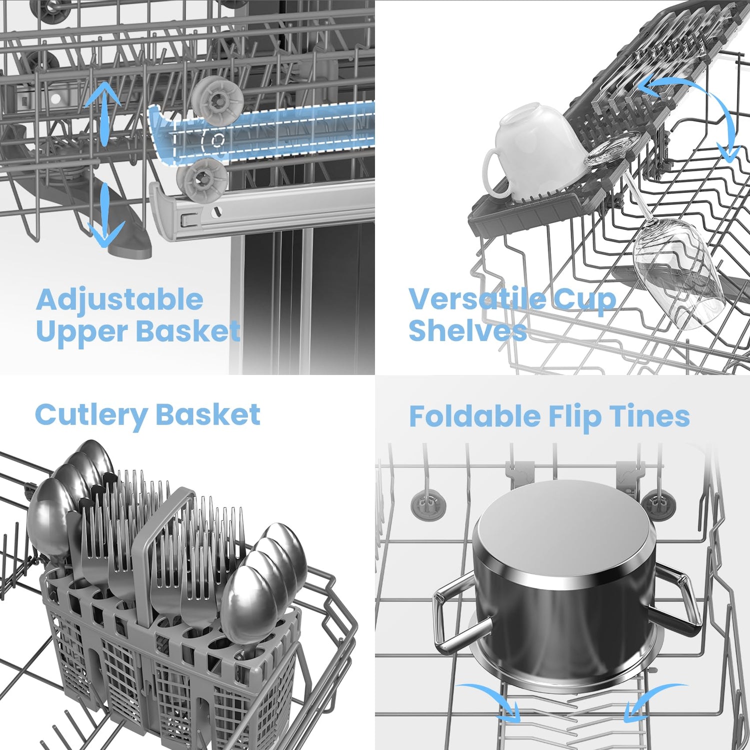 COMFEE' Freestanding Dishwasher CDWEF1034BW-UK 45cm Width, Slimline Dishwasher with 10 place settings