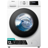 Freestanding Front Load Washing Machine – 12kg, Inverter Motor, 15 Programs, Quick & Steam Wash, 1400 RPM, White, Energy Class A